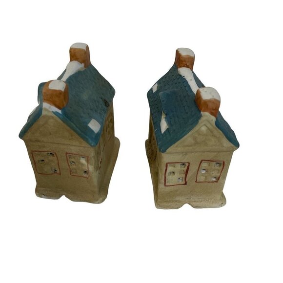 Miniature Christmas Holiday Old Village Houses Chimney Ceramic Primitive Lot of - Picture 4 of 5